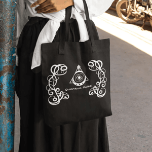 Black Tote Bag - Quantum Pulse