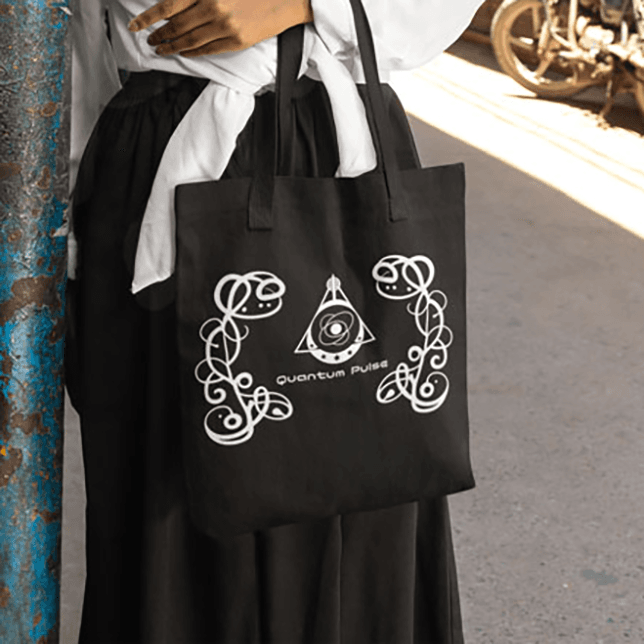 Black Tote Bag - Quantum Pulse
